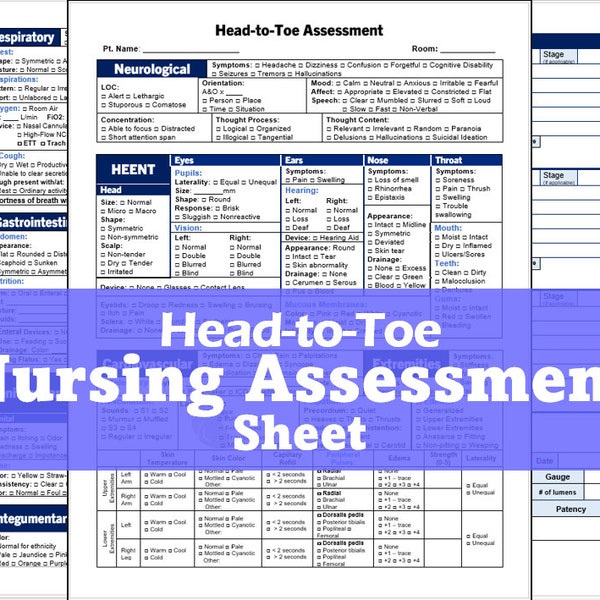Head to Toe Nursing Assessment Sheet