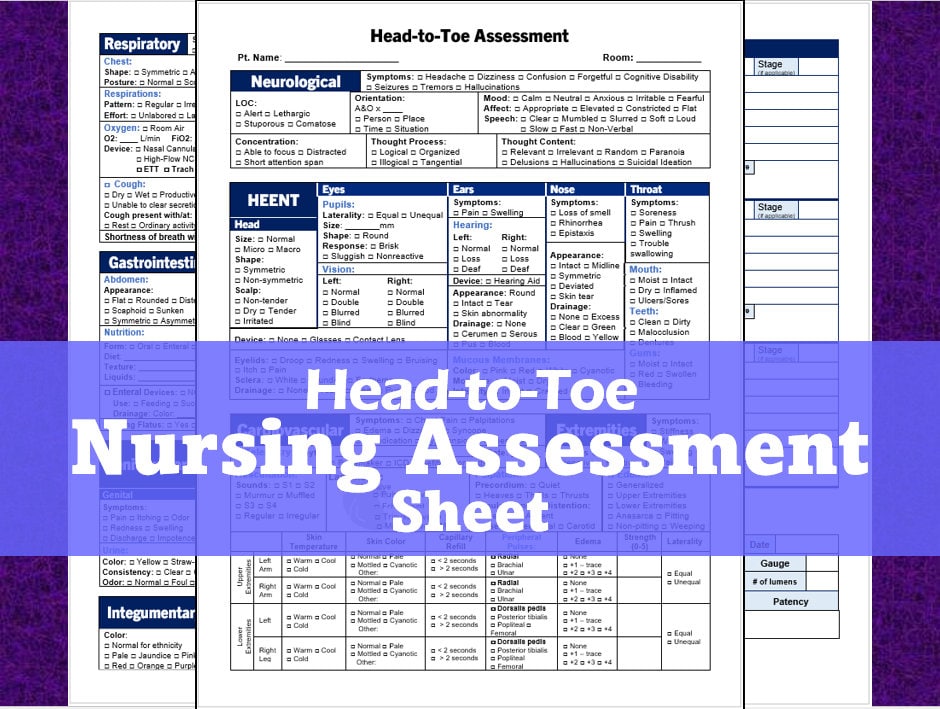 Head to Toe Nursing Assessment Sheet