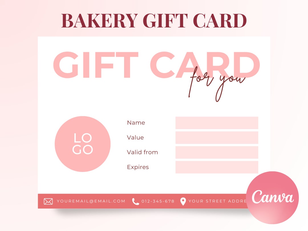 Bakery Gift Card Template, Editable Cake Thank You Card, Cake Business