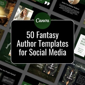 50 Fantasy Author Templates for Social Media, Bookstagram, Editable Canva Posts for Writers