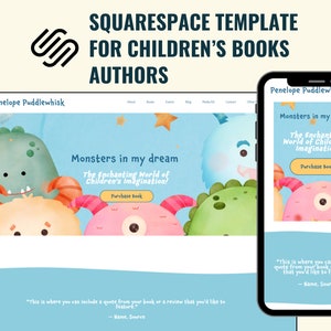 Modèle de site Web d'auteurs de livres pour enfants Squarespace 7.1 pour | Site Web de lancement de livre, blog, promotion pour les écrivains