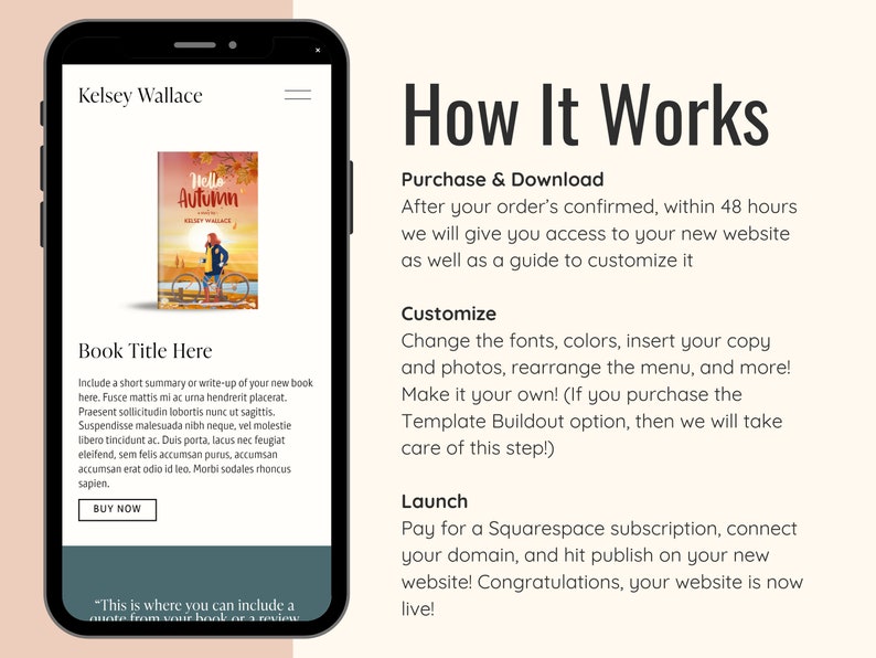 Squarespace 7.1 Website Template for Authors Premade Book Launch