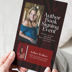 Dark Romance Writer and Author One-Page Book Signing Flyer, Media Press Kit for Bookstore Events and Book Tours