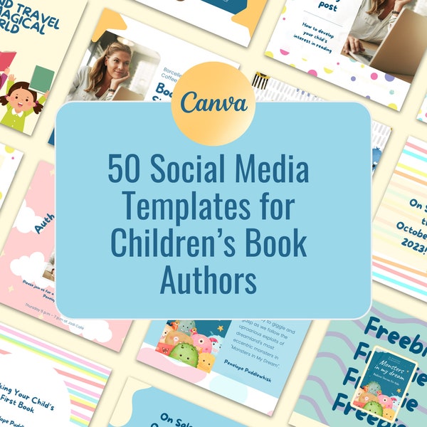 50 Social Media Templates for Children's Book Authors, Bookstagram, Instagram, Facebook, Editable Canva Posts for Writers