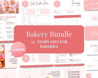 Bakery Templates Bundle Kit, Baking Business Forms, Social Media Instagram Posts, Price List, Care Guide, Business Cards