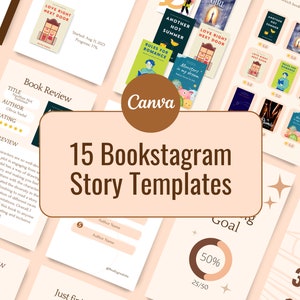 15 plantillas de historias para Bookstagram, plantillas de reseñas de libros, historias de Instagram con temática literaria en tonos beige