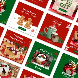 15 Christmas Themed Social Media Templates for Bakeries, Editable ...