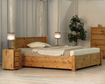 Kalamantan - Lombok Holzbett mit Staukasten | Holzbett mit Staukasten | Holzbett | Klassisches Bett | Massivholzbettgestell