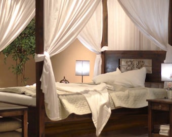 Kalamantan - Madura Wooden Bed with Canopy | Container Bed | Canopy Bed Frame | Wooden Bed | Colonial Bed | Four Poster Bed