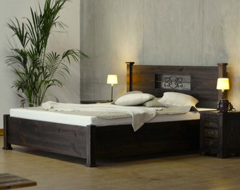 Letto in legno con contenitore Kalamantan - Madura | Letto in legno con contenitore | Letto in legno | Struttura letto in legno massiccio