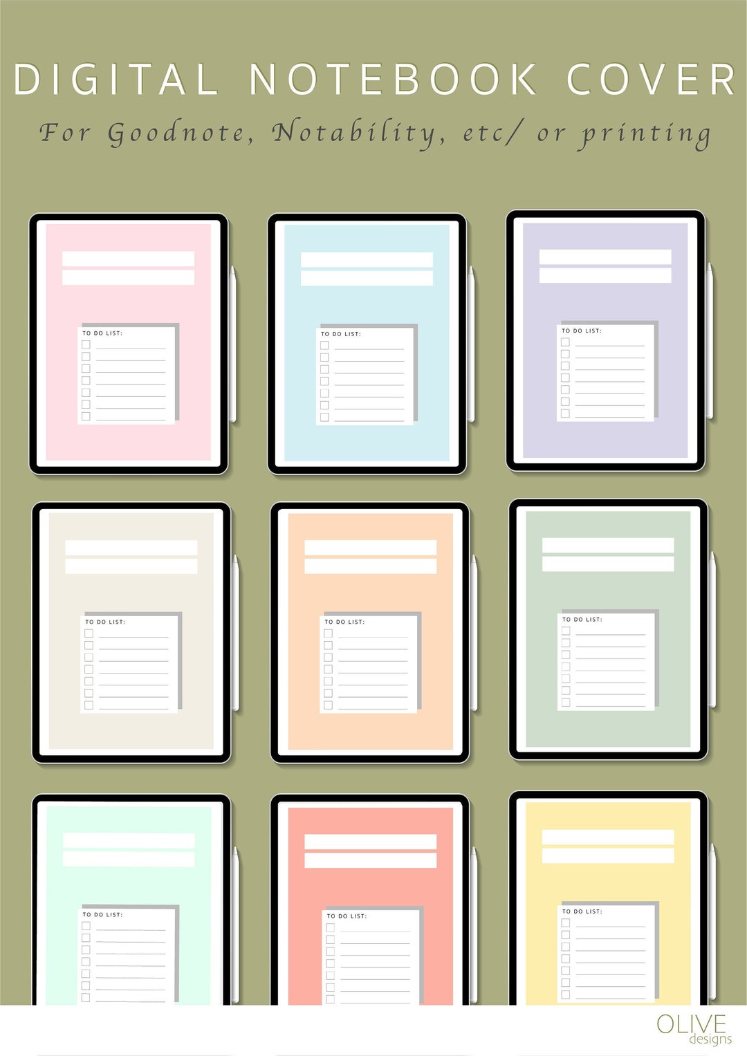 Digital Notebook Cover for Goodnotes Notability Etc 40 Etsy