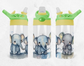 12oz Kids Flip Top Sippy Cup Sublimation Design, Elephant Flip Top Kids Sublimation Design, Instant Download