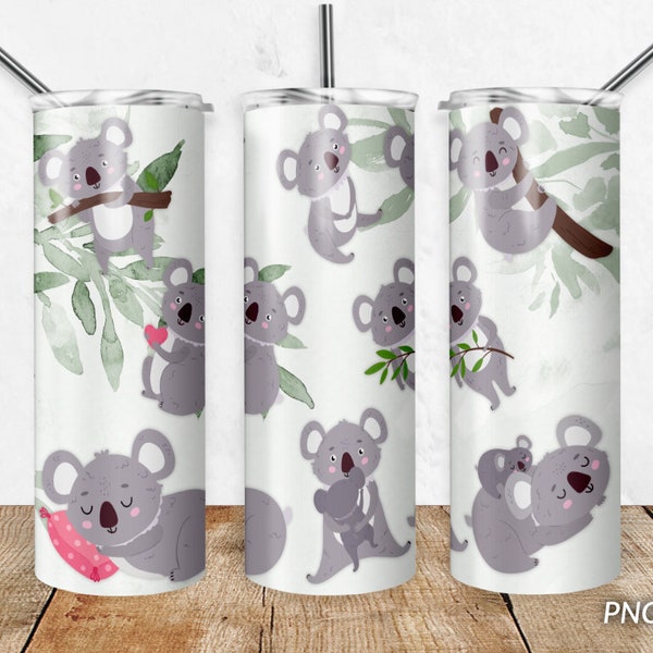 Koala bear 20 oz Tumbler, Skinny Tumbler PNG Sublimation Design, Digital download, Kids tumbler png