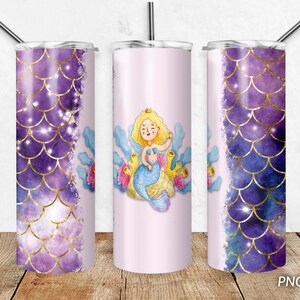 Mermaid Tumbler Sublimation Wrap 20oz, PNG, Digital Download Only, Glitter ,Mermaid, Purple, Digital download