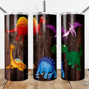 20 oz Tumbler PNG Design, Dinosaur Skinny Tumbler Designs Sublimation Download PNG, Digital download, Kids tumbler png