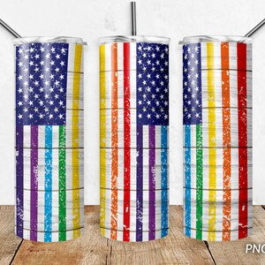 Pride LGBT Tumbler Wrap PNG, 20 oz Skinny Tumbler Gay Pride Flag Rainbow Black Glitter Sublimation Design Straight Tapered Template