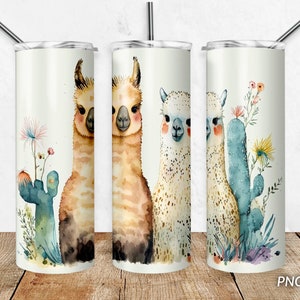 Alpaca Llama Tumbler Wrap PNG Design for 20 oz Skinny Tumbler, Sublimation Design PNG Digital Download File