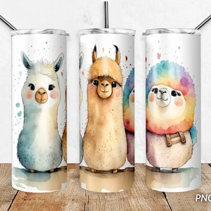 Unique Alpaca Llama Tumbler Wrap PNG Design for Sublimation Printing 20 oz Skinny Tumbler, Sublimation Design PNG Digital Download File