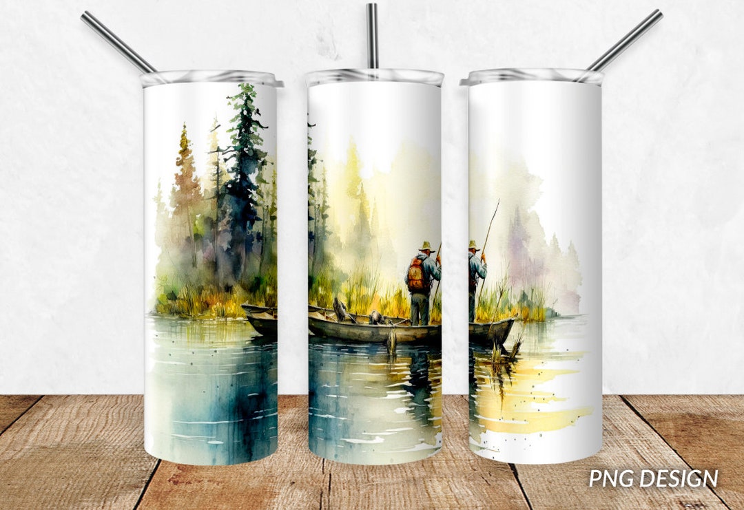 Fishing 20 Oz Skinny Tumbler Wrap Sublimation Design Lake Life Digital ...