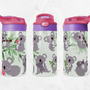 Kids Tumbler Wrap Koala  Design, 12oz Flip Top Sippy Cup Sublimation Design, Kids Water Bottle Wrap
