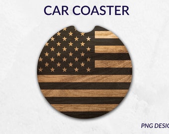 Car Coaster png, Car Coaster wood american flag Designs, Car Coasters Sublimation, Instant Digital Download