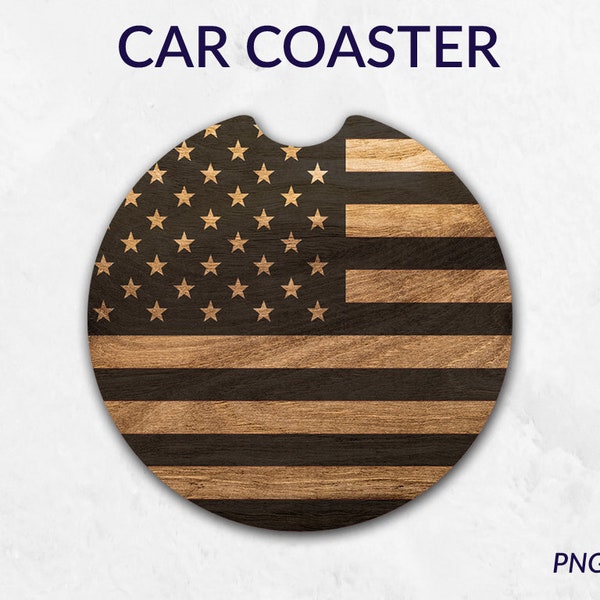 Car Coaster png, Car Coaster wood american flag Designs, Car Coasters Sublimation, Instant Digital Download