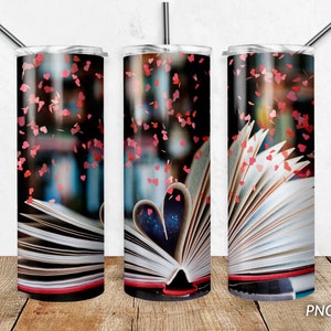 Book Lover 20 oz Tumbler PNG Sublimation Design, Seamless Skinny Tumbler Wrap Digital download