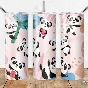 20 oz Tumbler PNG Design, Panda Skinny Tumbler Designs Sublimation Download PNG, Digital download, kids tumbler png