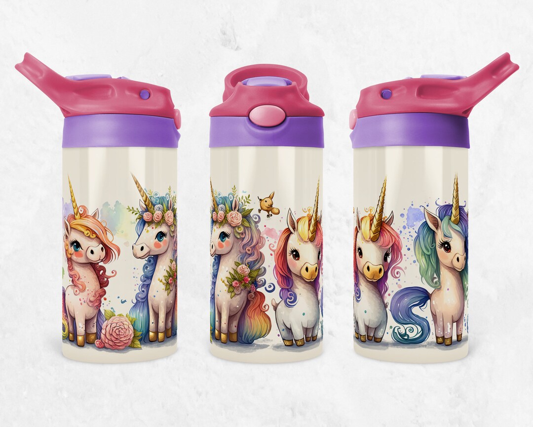 12oz Kids Tumbler PNG Unicorn Flip Top PNG, Sublimation Design ...