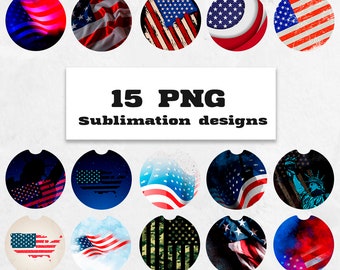 American Flag designs Bundle Car Coaster PNG , Car accessory, Car Coasters, gifts for him, gifts for her, Car cup coasters, Instant download