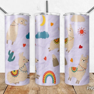 20 oz Tumbler PNG Design,  Llama Skinny Tumbler Designs Sublimation Download PNG, Digital download