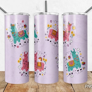 Llama 20 oz Tumbler PNG Sublimation Design, Seamless Skinny Tumbler Wrap Digital download