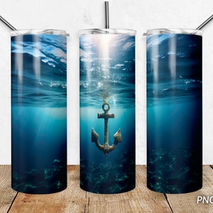 20oz Tumbler Wrap, Anchor Tumbler PNG, Skinny Tumbler Design, Digital Download, Tumbler Sublimation Template