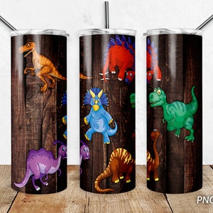 Dinosaur 20 oz Tumbler PNG Sublimation Design, Seamless Skinny Tumbler Wrap Digital download, Kids tumbler png