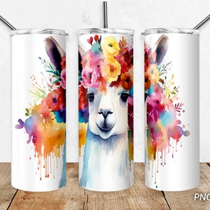 Llama Sublimation Tumbler Design, Cute Alpaca Llama Gift, PNG Digital Download for 20 oz Skinny Tumbler