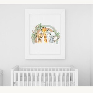 Safari Animal Wall Art, Boho Rainbow Nursery, Nursery Print, Safari Nursery Decor, Nursery Wall Art Digital Download, Baby Safari Animal