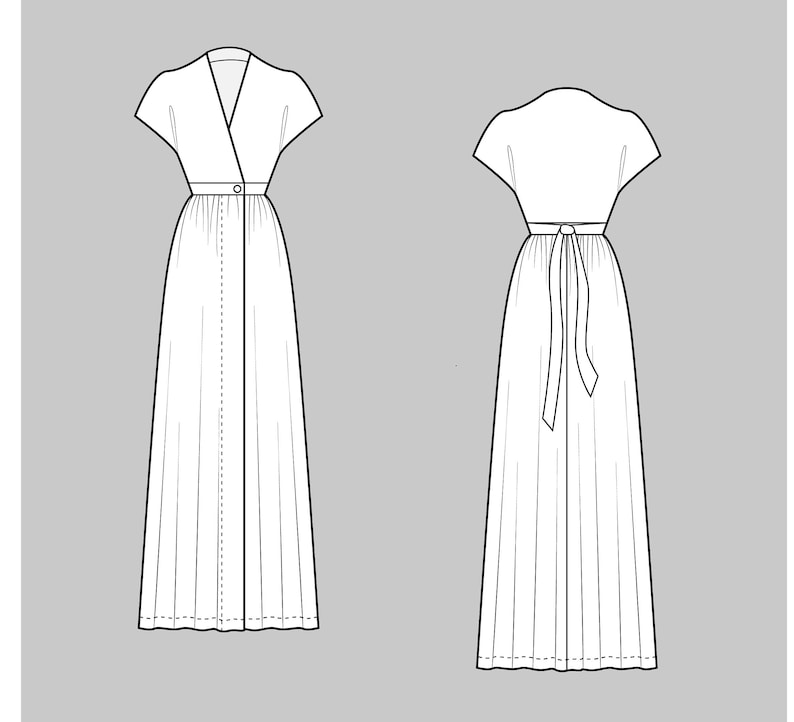 Cap Sleeve Wrap Dress With Flared Gathered Skirt Digital PDF Sewing cap-sleeve-wrap-dress-with-flared-gathered-skirt-digital-pdf-sewing