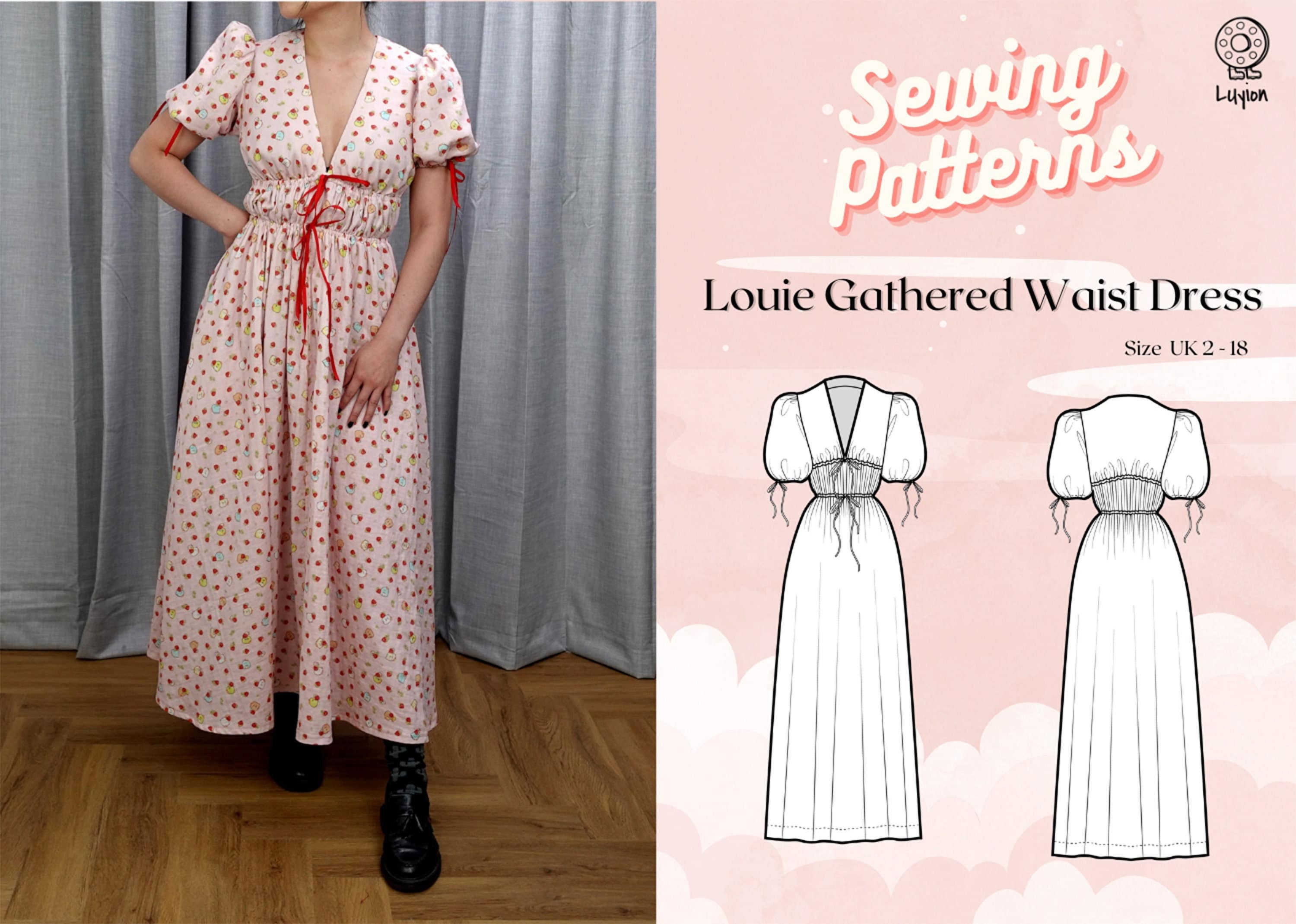 Double Drawstring Waist and Puff Sleeves V Neck Dress Digital PDF Sewing Pattern // Louie Gathered Waist Dress >> Size UK 2-18 - Etsy Double Drawstring Waist and Puff Sleeves V Neck Dress Digital PDF Sewing Pattern // Louie Gathered Waist Dress >> Size UK 2-18 - Etsy