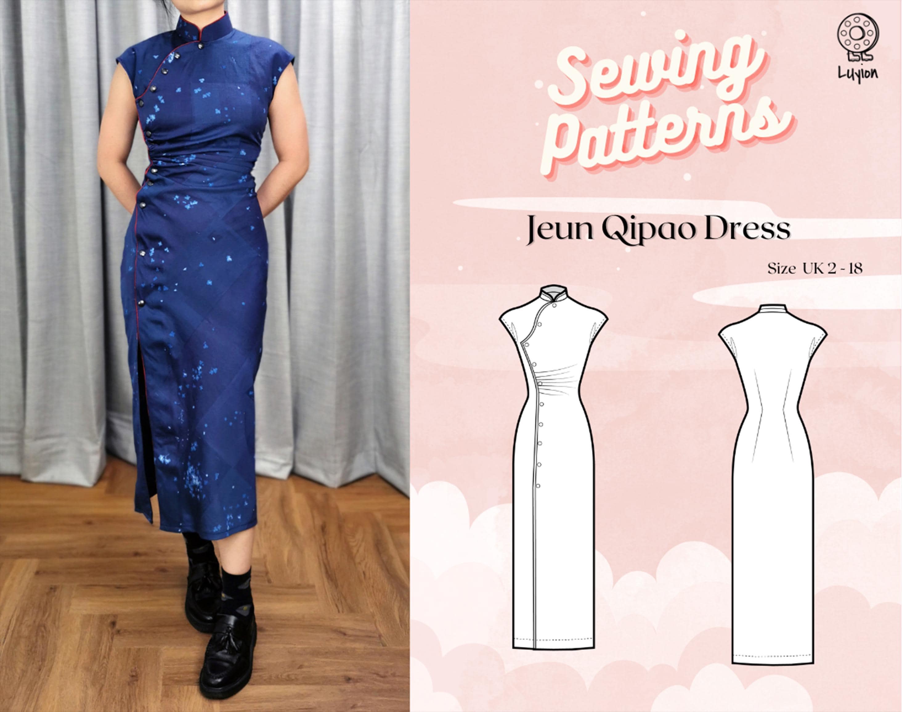 Front Split Dragon Pattern Modern Cheongsam Chinese Dress