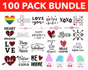 100 Valentines SVG Bundle | valentines day svg, love svg Cut File, Commercial use files, Cricut files, digital file bundle, Instant Download