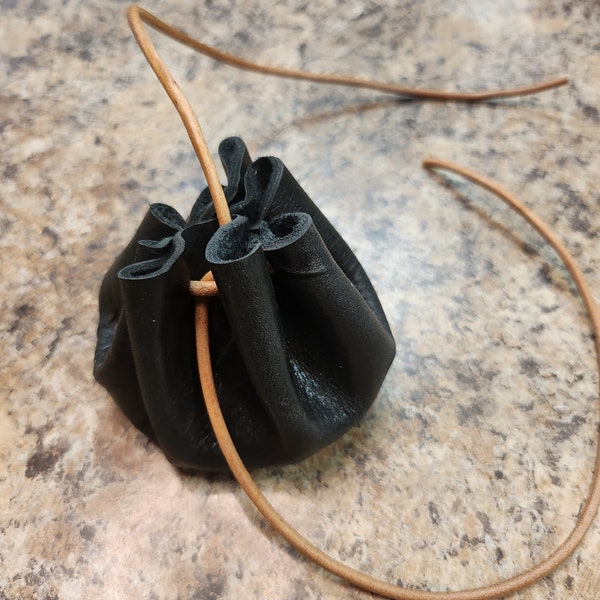 Black leather dice bag