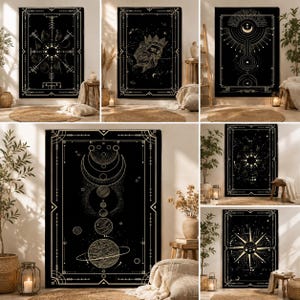 Tapestry Wall Hanging Sun Moon | Tarot Mandala Dorm Decor | Witchy Aesthetic Tapestry | Bohemian Wall Carpet | Psychedelic Wall Art Gift