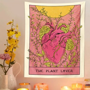 Tarot Plant Lover Tapestry, Witchcraft Bohemian Style, Tapestry Wall Hanging, Home Decoration, Decorative Tapestry