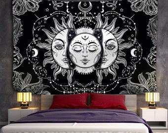Twin Psychedelic Tapestry Sun moon Mandala Throw Wall Hanging Gypsy Bedspread-UK 