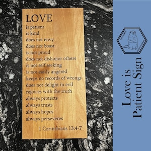 Love is Patient wood sign Corinthians Cutting board