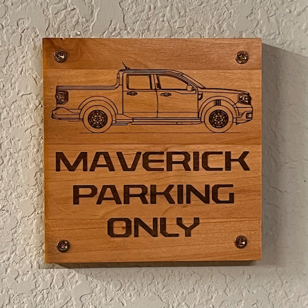 Maverick Parking Only Sign Garage Shop Wall Decor Ford Wood