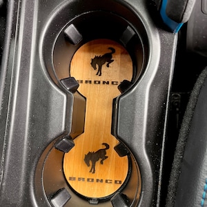 Ford Bronco One Piece Coaster Cupliner Wood 2022 2023 2024 Accessories (Full Size)
