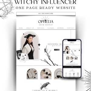 Witchy Website Coaching Canva Template, Warlock Website, Witchy Influencer Website Template, Editable Canva Website Template