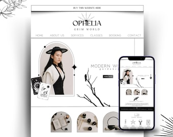 Witchy Website Coaching Canva Template, Warlock Website, Witchy Influencer Website Template, Editable Canva Website Template