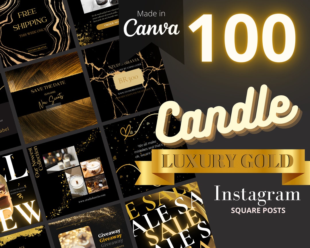 Luxury Candle Business Instagram Template, Luxury Gold Social Media ...